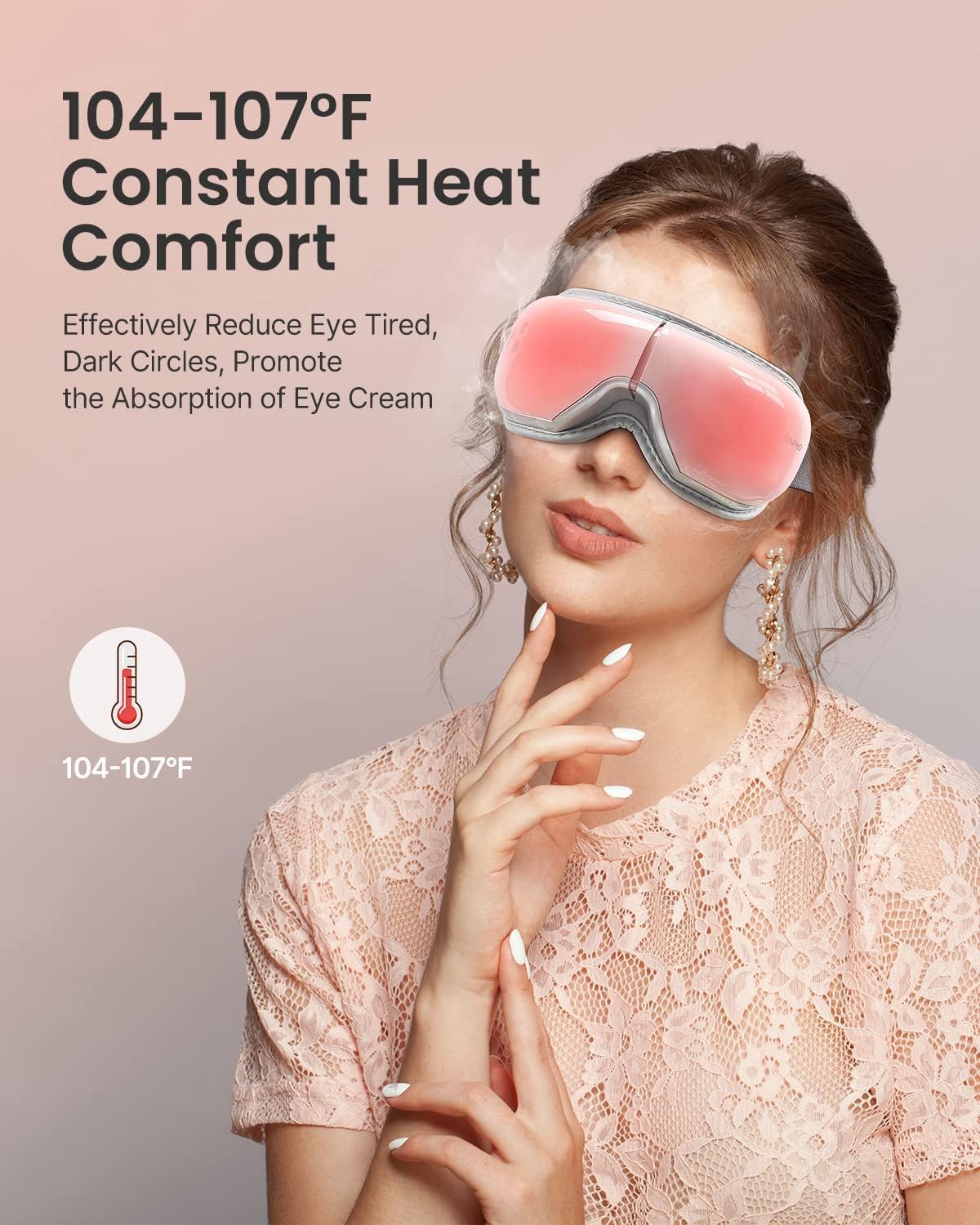 RENPHO Eyeris 1 heat therapy warms the eye area for comfort.