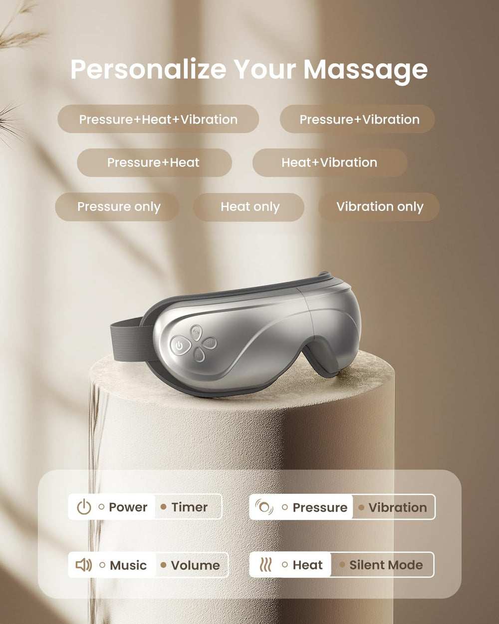 RENPHO Eyeris 2 adjustable headband ensures comfortable fit.