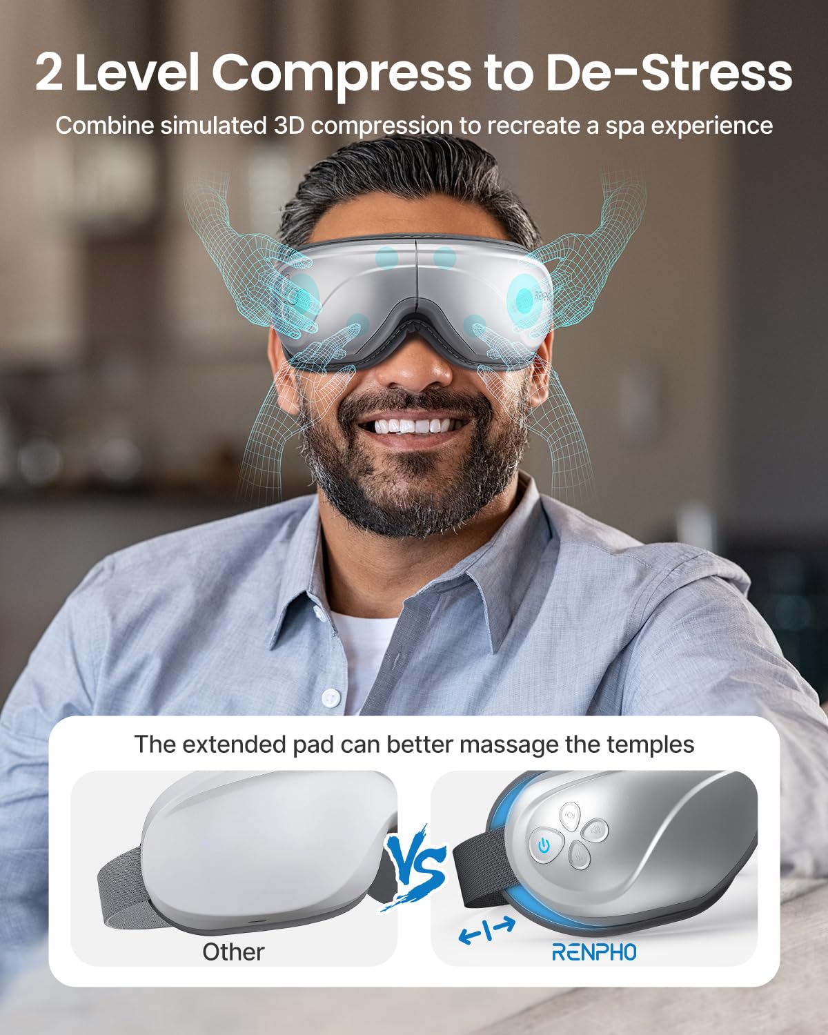 Heat settings at 104°F and 113°F for customizable warmth during massage.