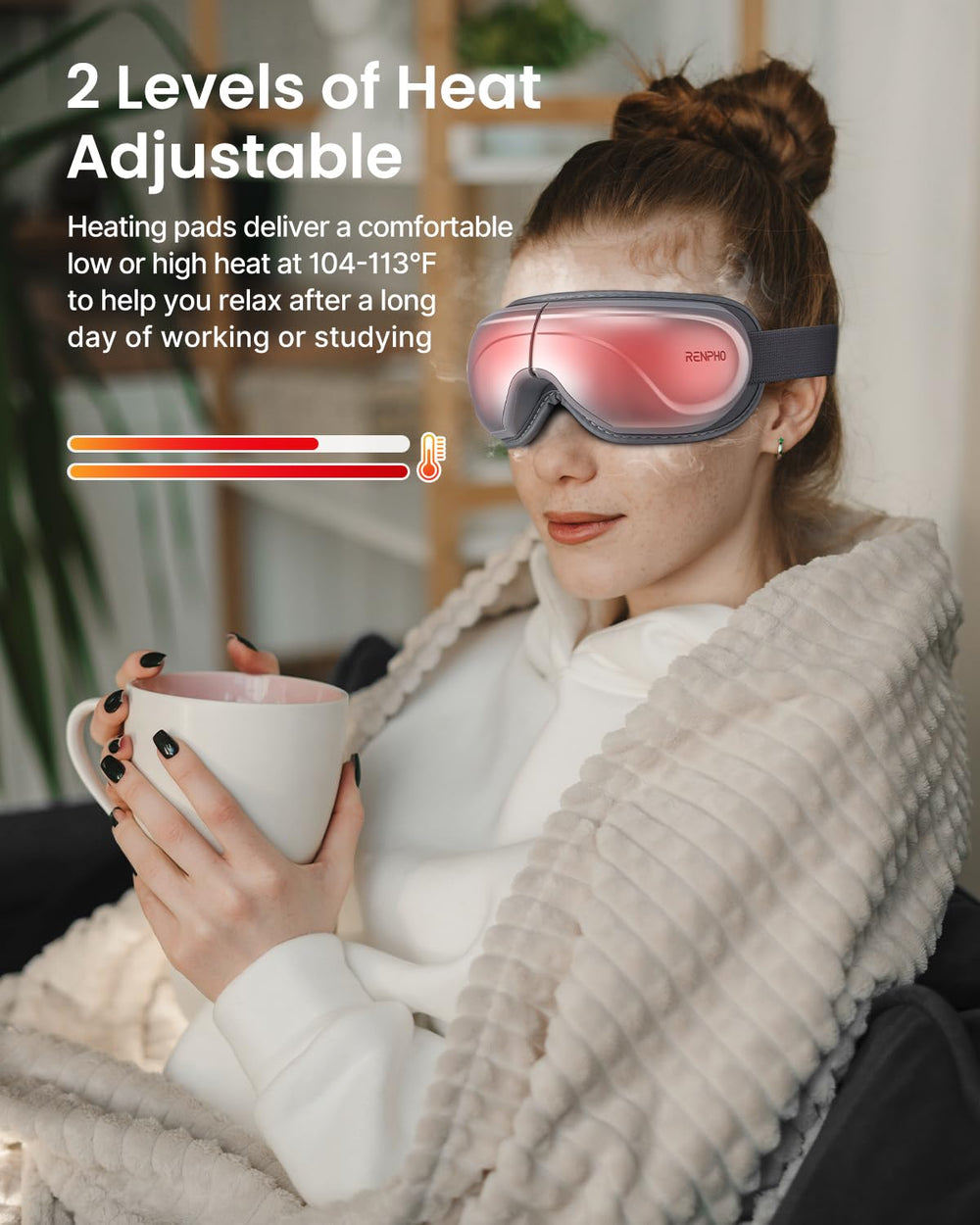 RENPHO Eyeris 2 eye massager nose bridge design reduces pressure.