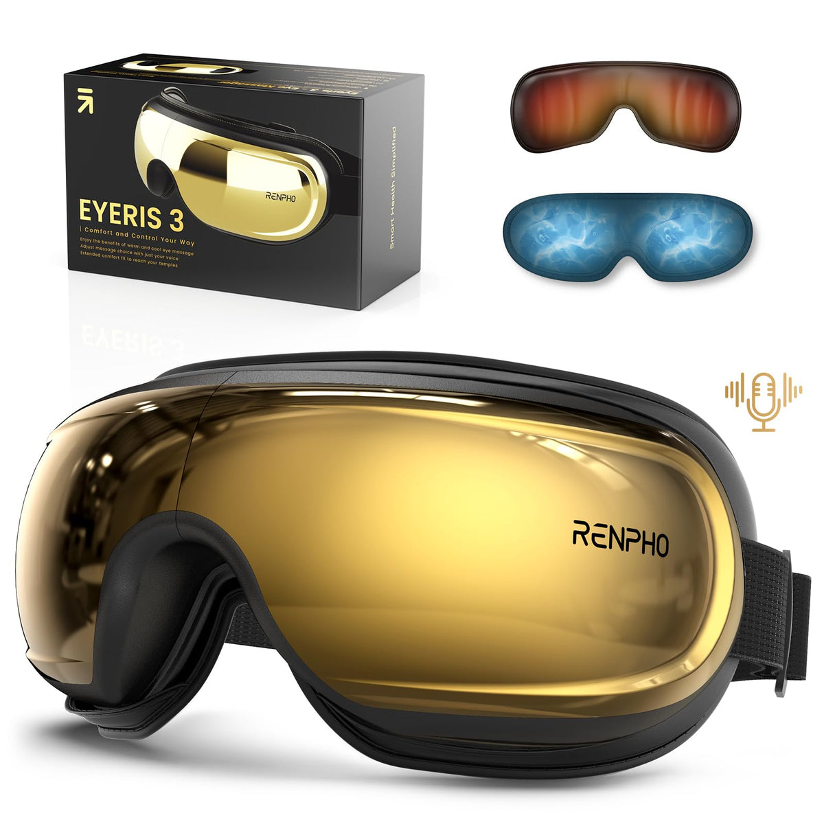 RENPHO Eyeris 3 eye massager in gold design for luxurious relaxation