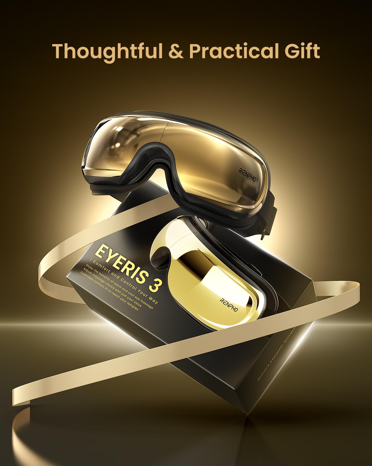 Removable cooling gel mask on RENPHO Eyeris 3 for refreshed comfort