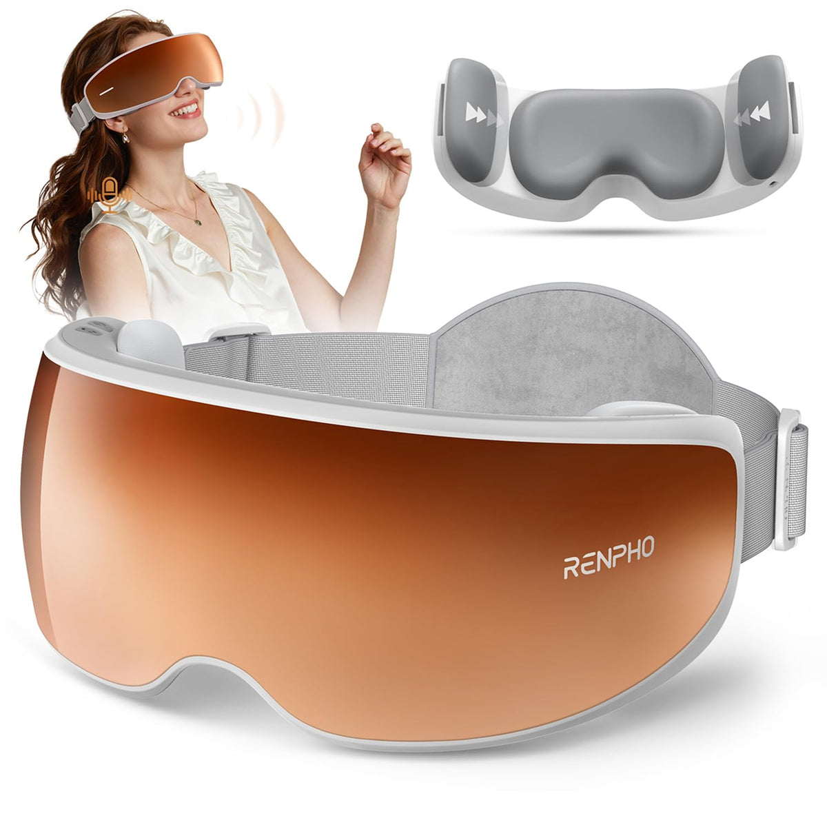 RENPHO Eyeris Calina eye massager focusing on the eye area for soothing relief.
