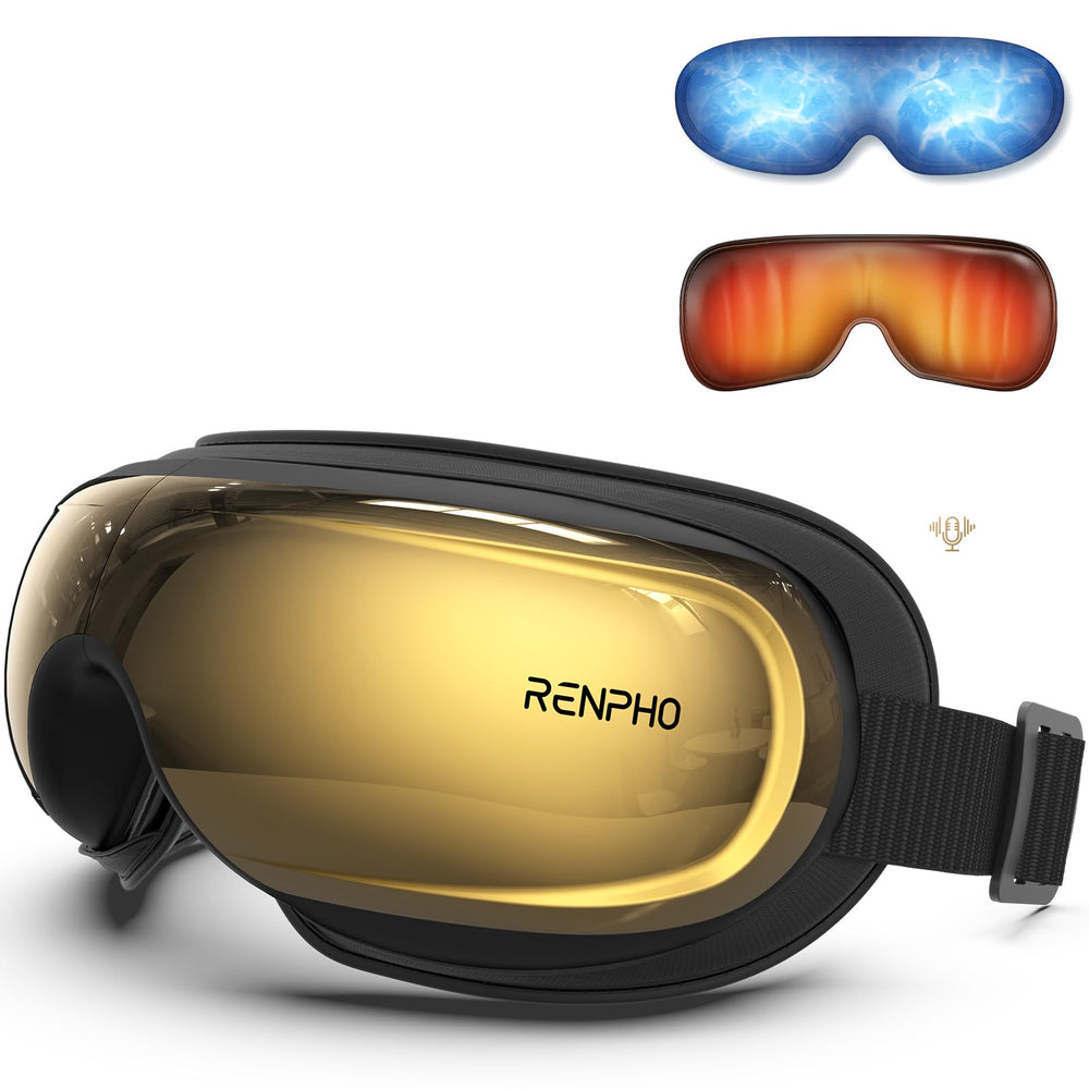 RENPHO Eyeris 3 eye massager in use with heat therapy for relaxation