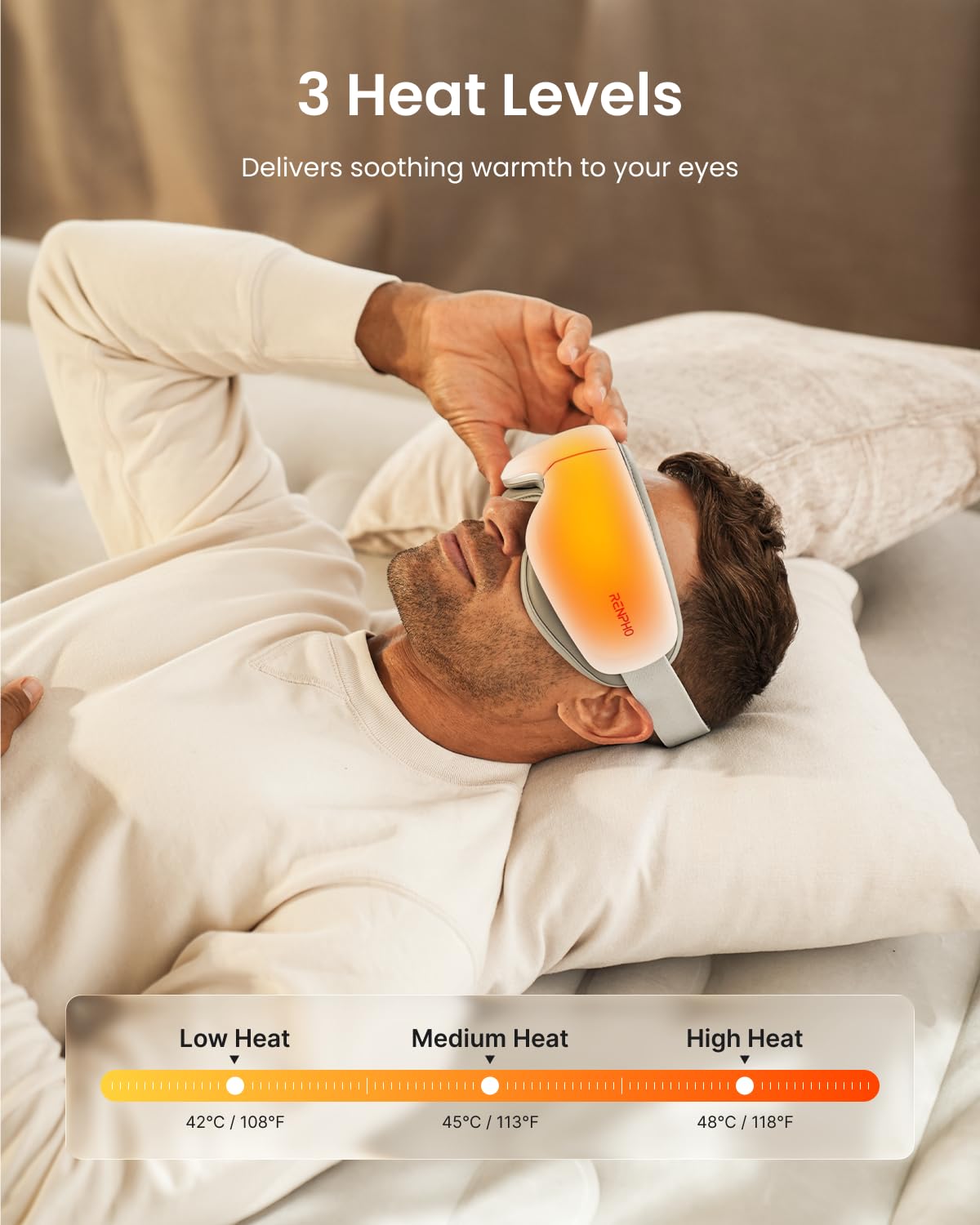 RENPHO Eye Massager Zen memory function recalls your preferred massage