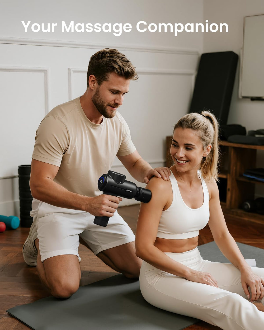 RENPHO kit with five massage heads and attachments