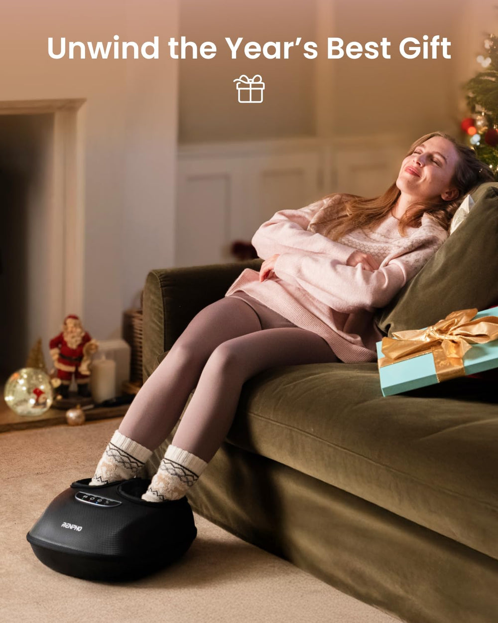 RENPHO Foot Massager demonstrates three air compression modes for customized comfort.