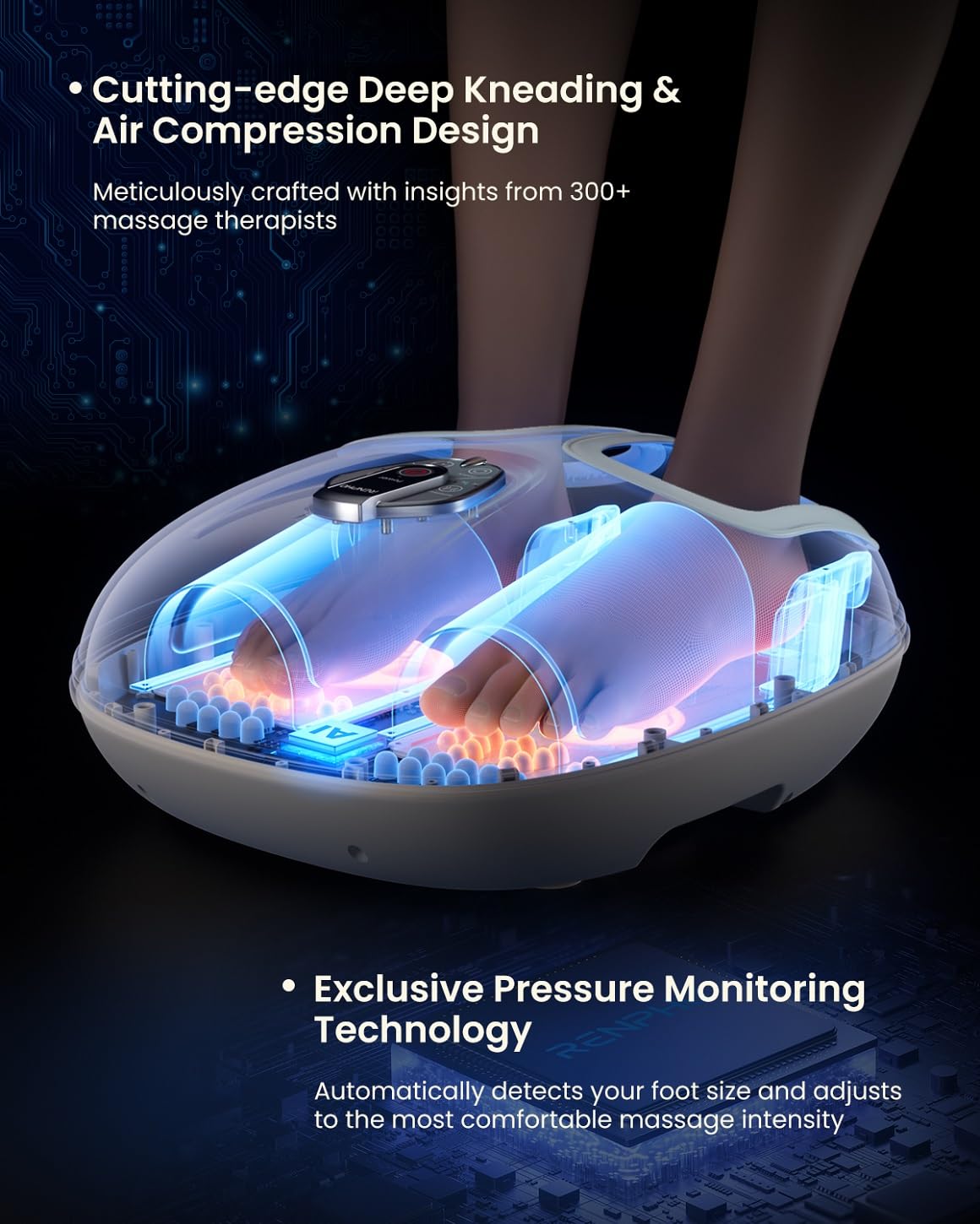 RENPHO foot massager with 360 wrap around arch and heel contact