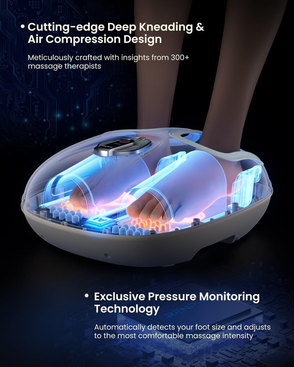 RENPHO foot massager with 360 wrap around arch and heel contact