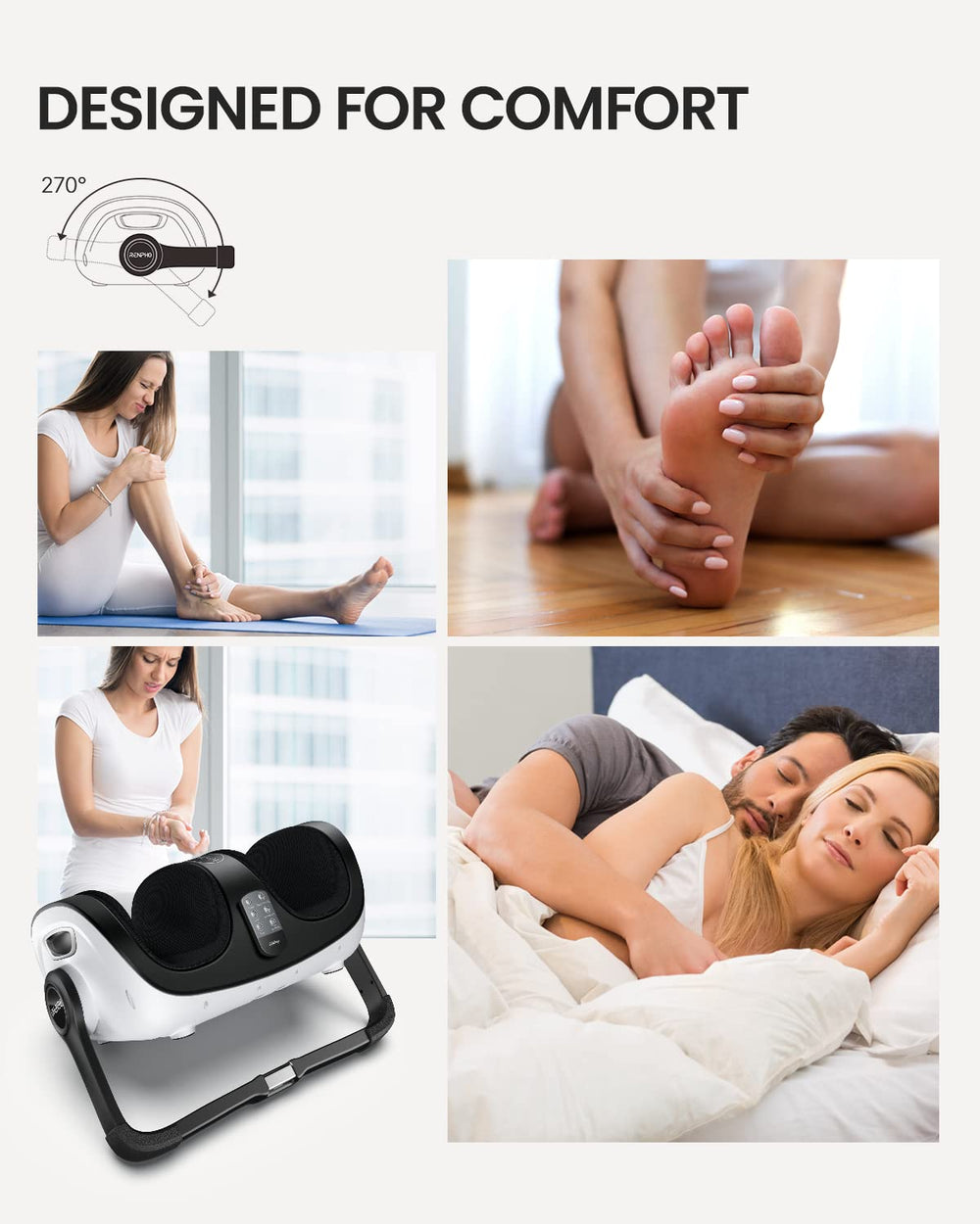 RENPHO foot massager air compression delivering adjustable pressure