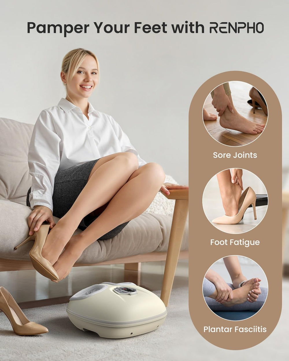 RENPHO arch and heel focus massage to ease tired feet