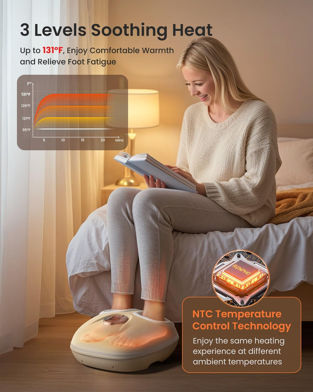 RENPHO foot massager with customizable settings for personalized intensity
