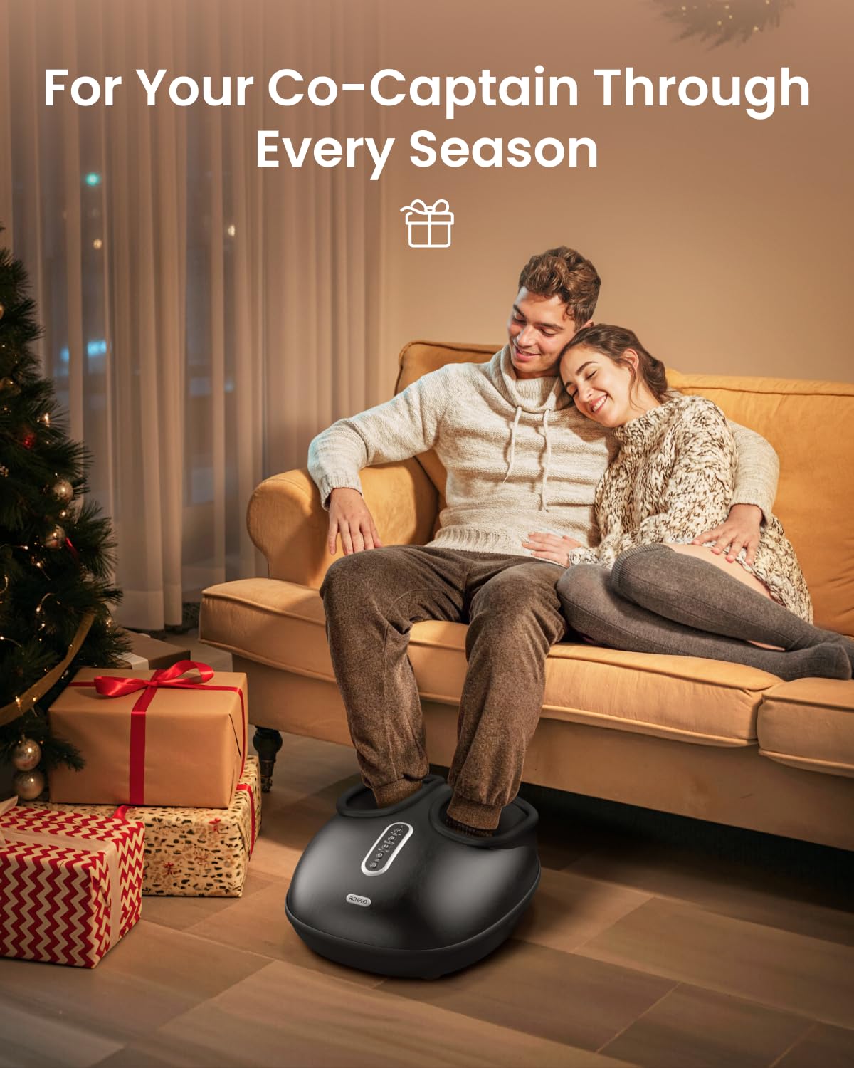 RENPHO foot massager with heat control panel for easy personalized sessions.