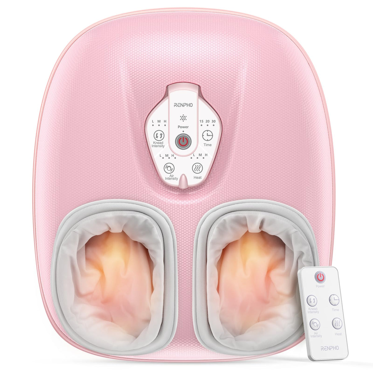 RENPHO foot massager with heat focusing on arch and heel for comfort.