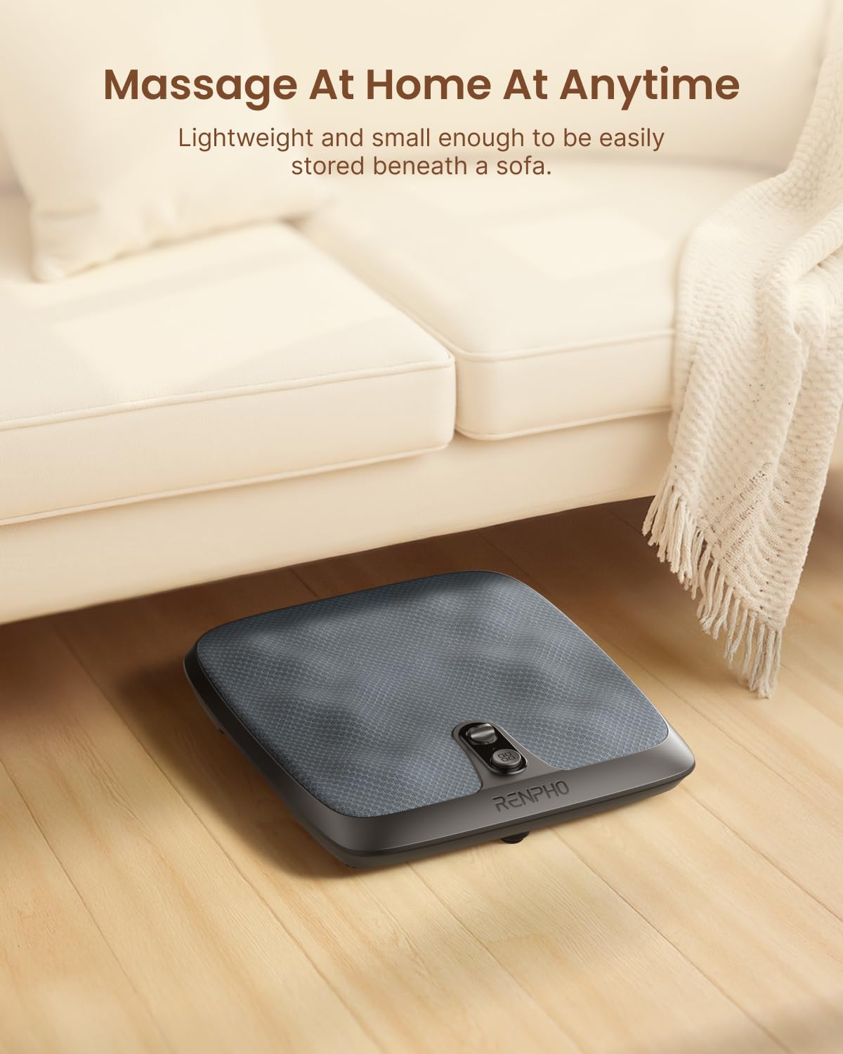 RENPHO foot massager heat setting high for fast warming experience.