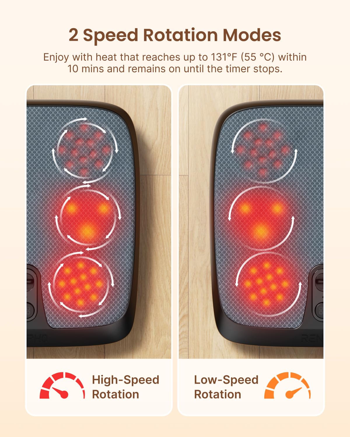 RENPHO foot massager intelligent heating maintains soothing warmth during use.