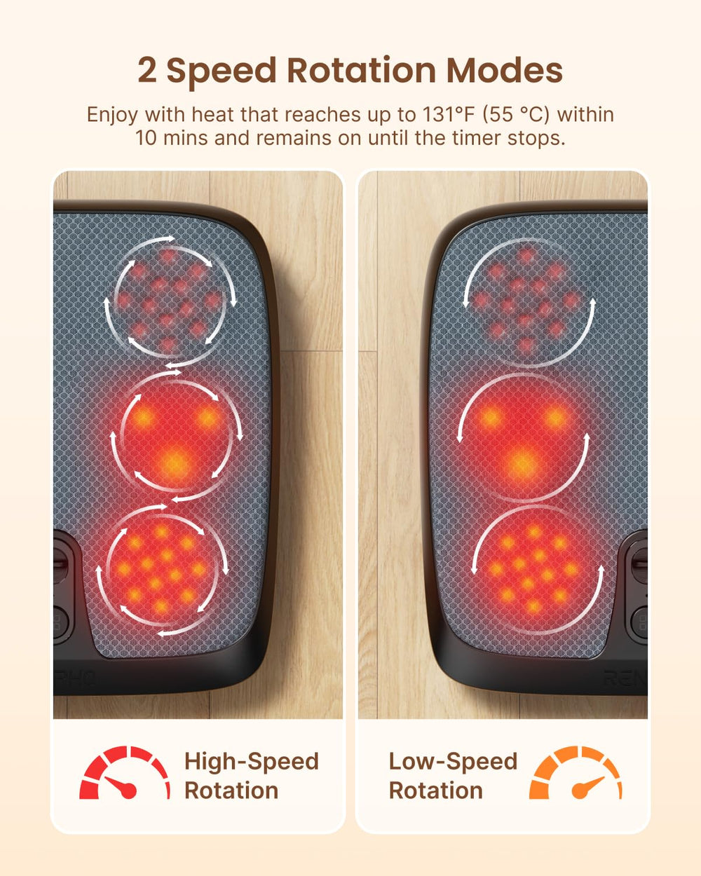 RENPHO foot massager intelligent heating maintains soothing warmth during use.
