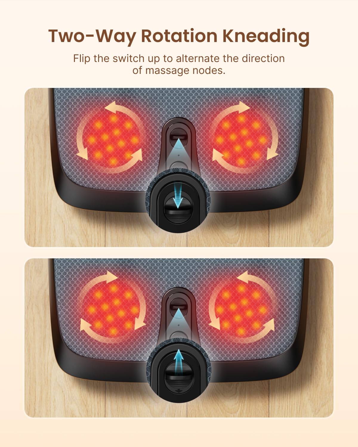 RENPHO foot massager kneading nodes mimicking professional therapists for comprehensive relief.