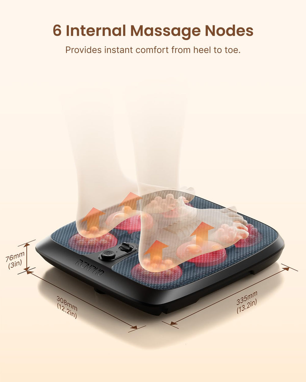 RENPHO foot massager portable compact design fits under a desk.
