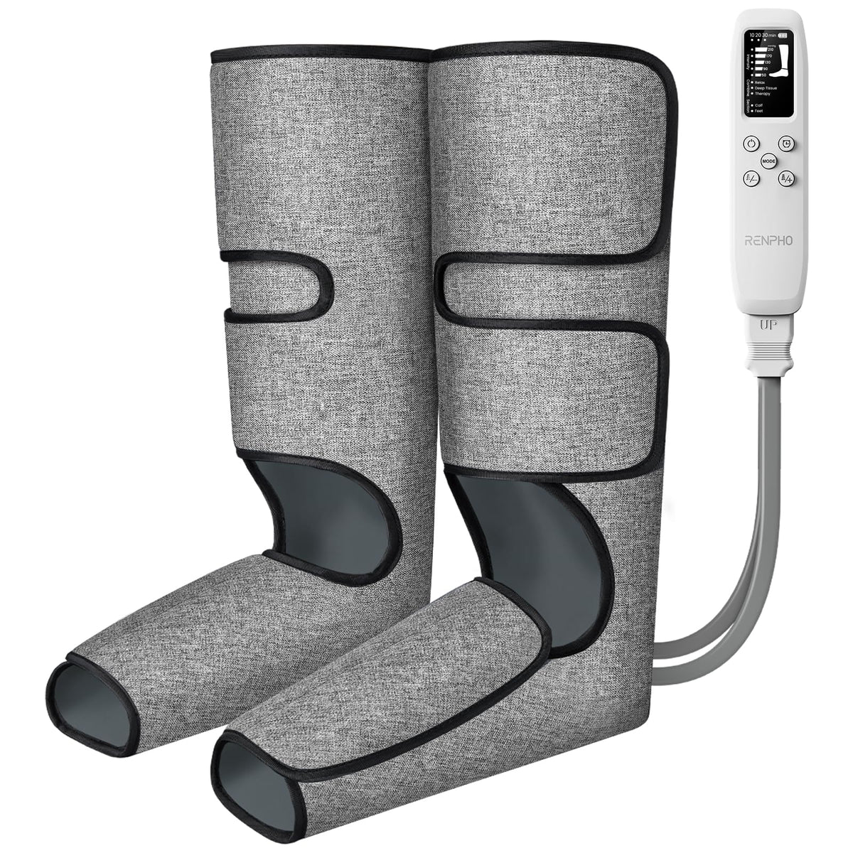 RENPHO leg massager with calf compression for improved circulation and fatigue relief.