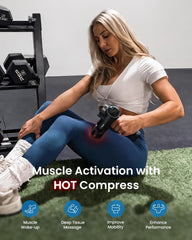 RENPHO massage gun shows 15W PD fast charging for quick top-ups.