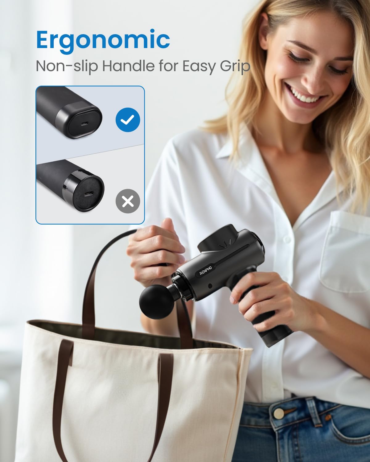 RENPHO massage gun offers five speeds for tailored relief