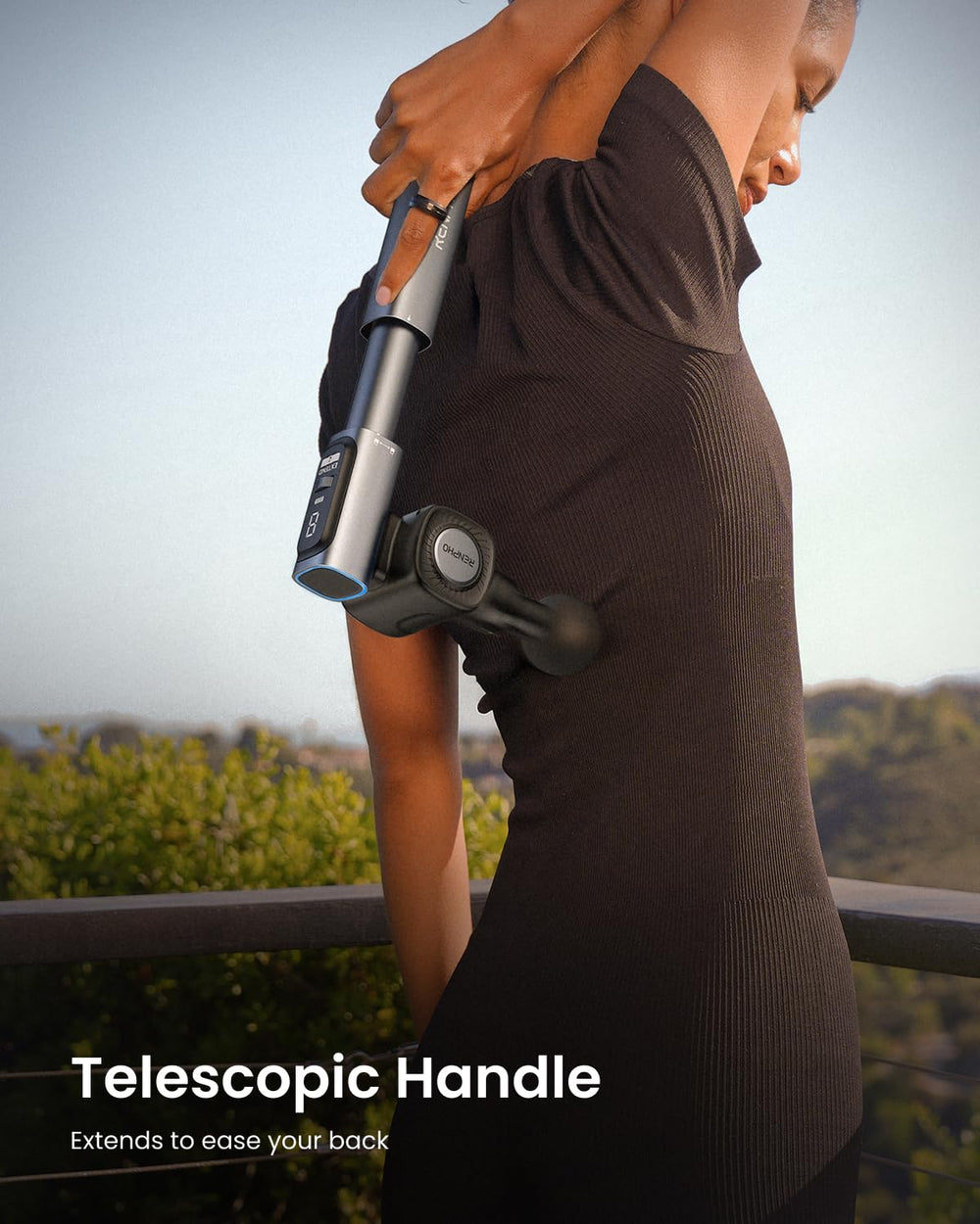 RENPHO massage gun 9 speeds tailor recovery from gentle to deep percussion.