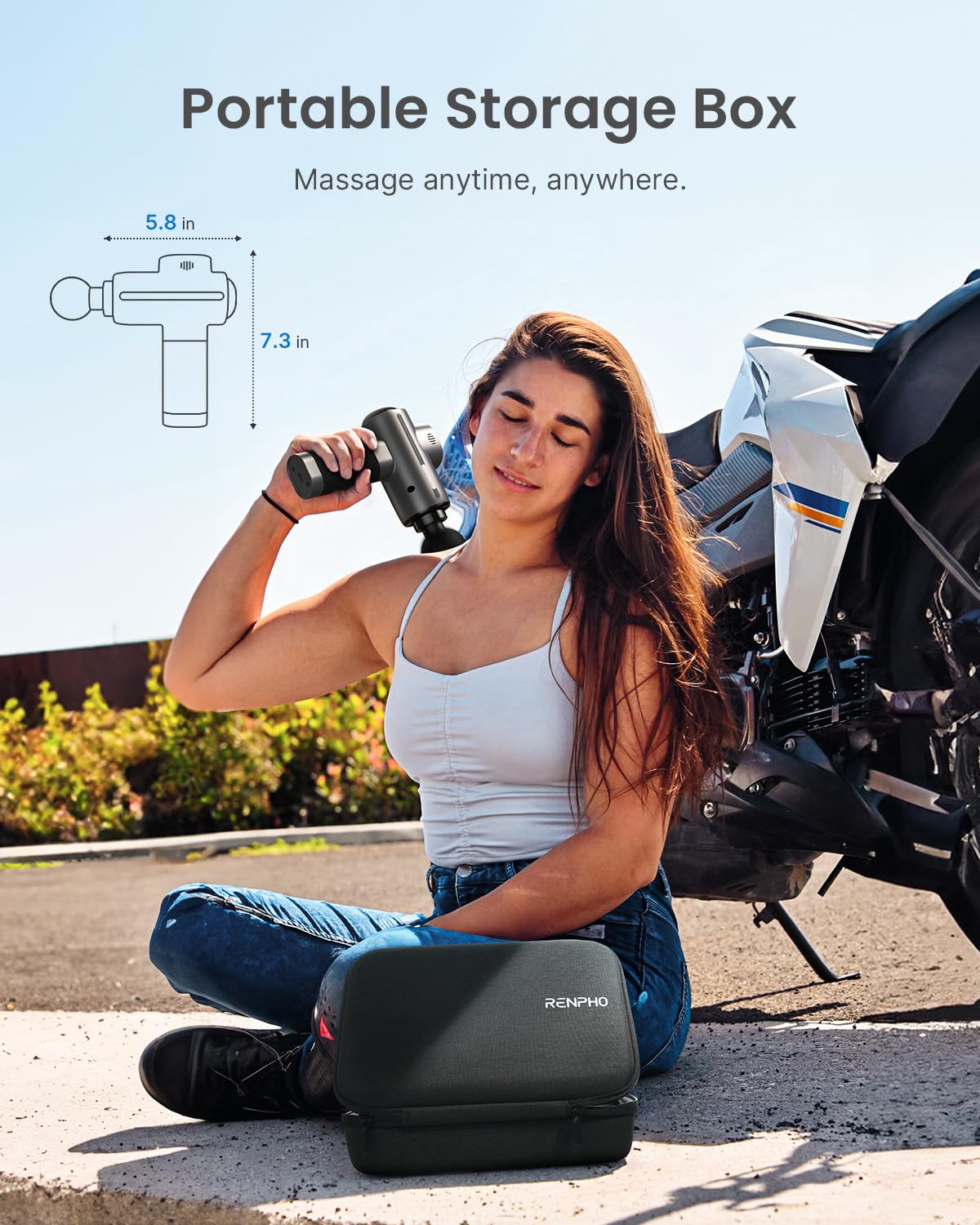 RENPHO massage gun attachments include ball, flat, and bullet for versatile relief.