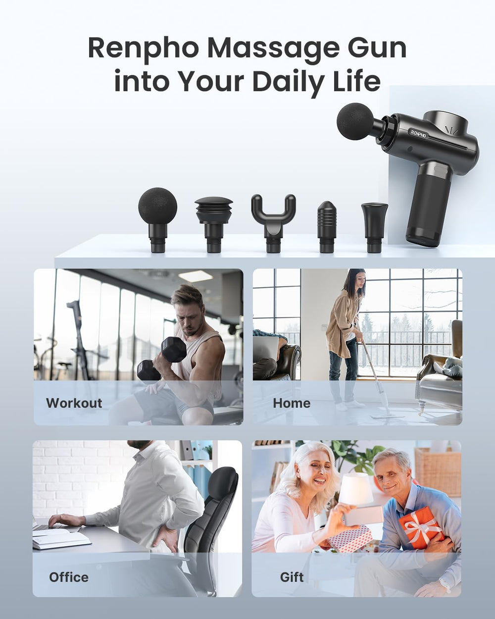 RENPHO massage gun ideal for back and neck massage sessions