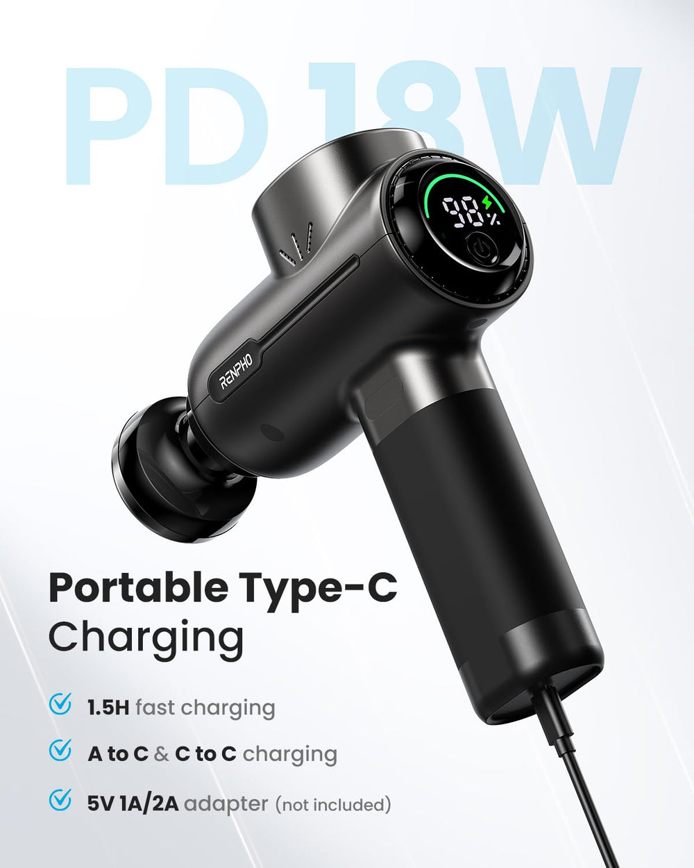 RENPHO Massage Gun carry case keeps accessories organized.