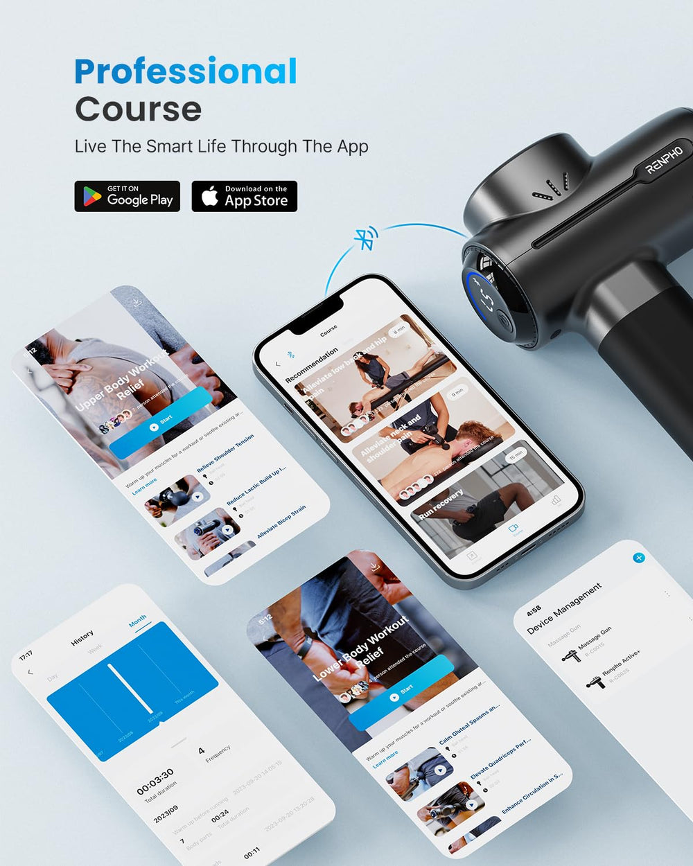 RENPHO charging base keeps the device ready with USB-C.