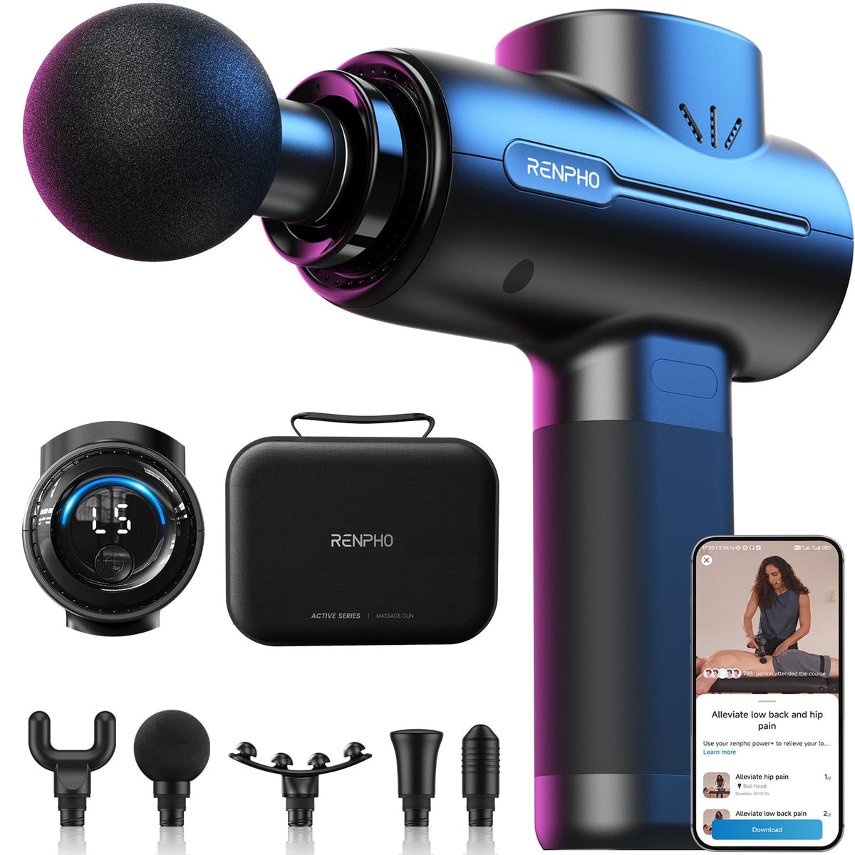 RENPHO massage gun deep tissue targets sore muscles after workouts.