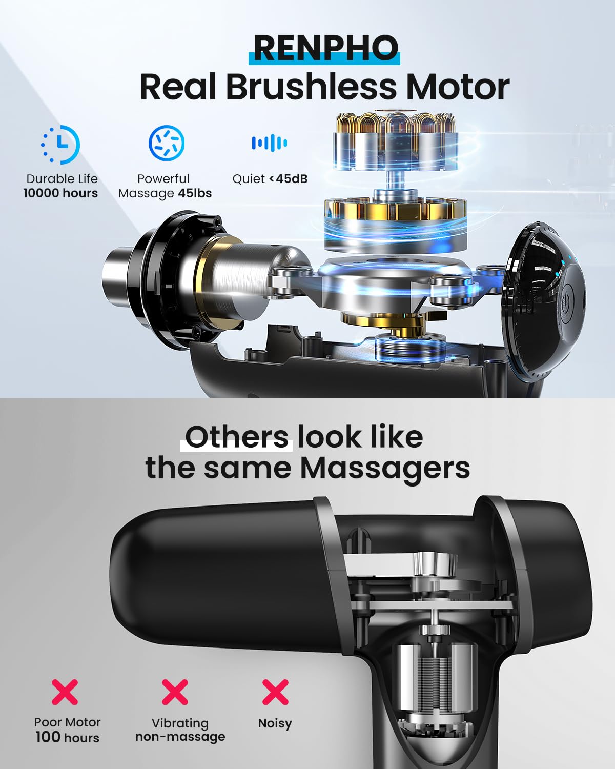 RENPHO massage gun with metal housing for powerful deep tissue massage