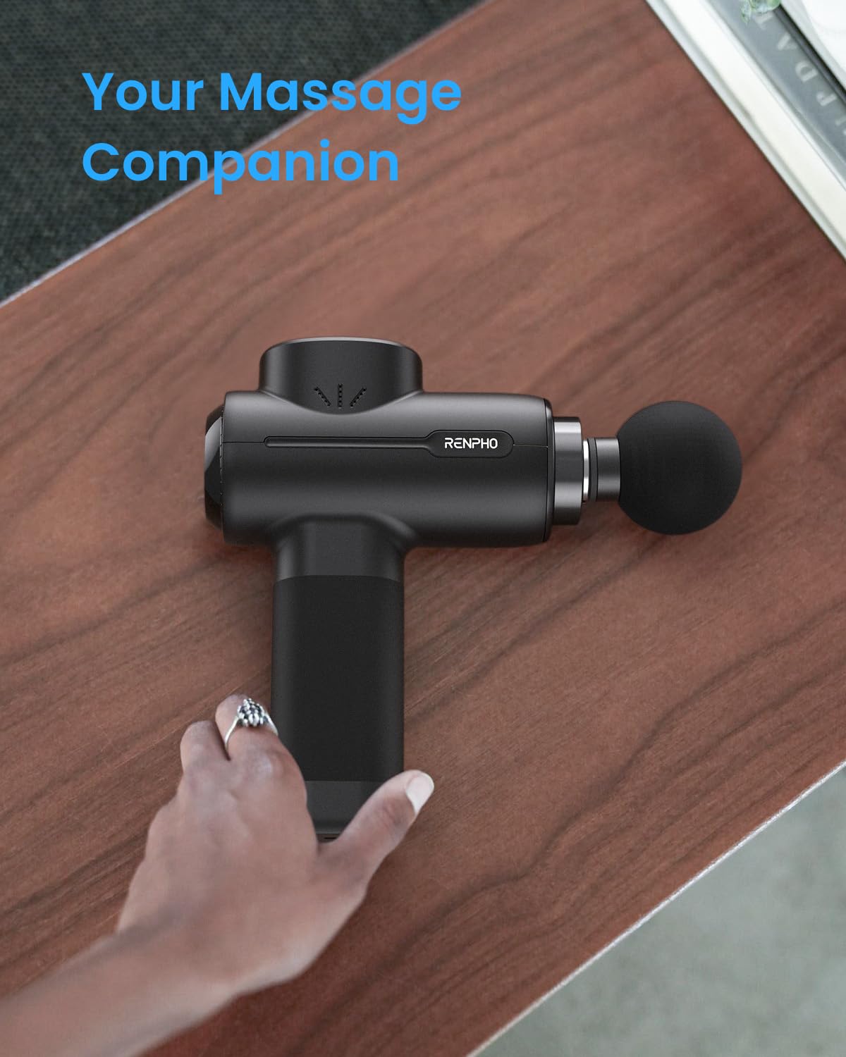RENPHO massage gun portable design fits easily in a bag.