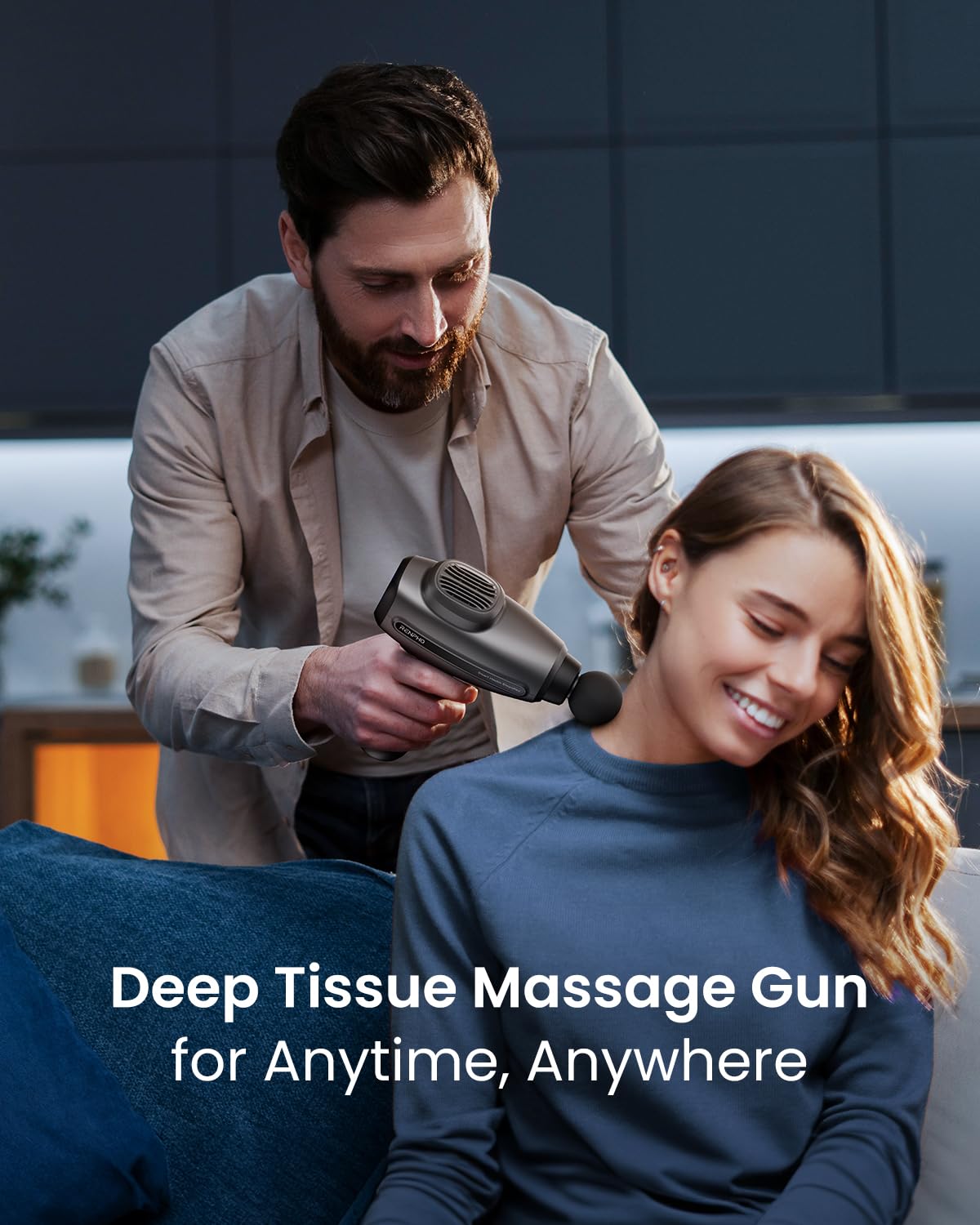 RENPHO massage gun with six heads for tailored relief.