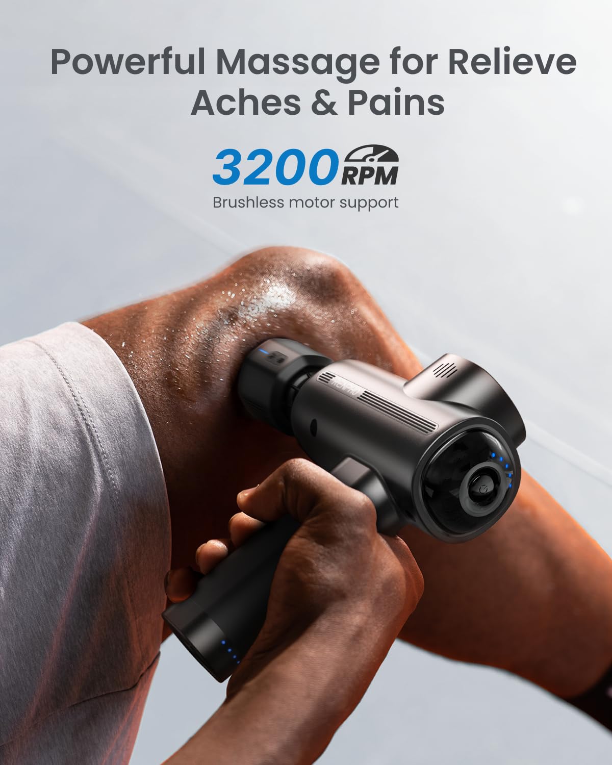 RENPHO massage gun operates quietly at 40 dB for relaxed sessions.