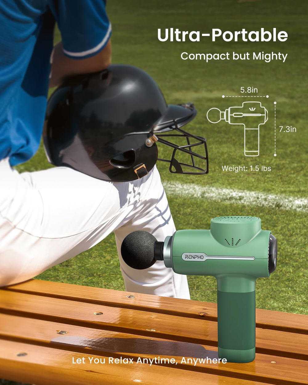 RENPHO massage gun operates quietly for home, gym, or office use.