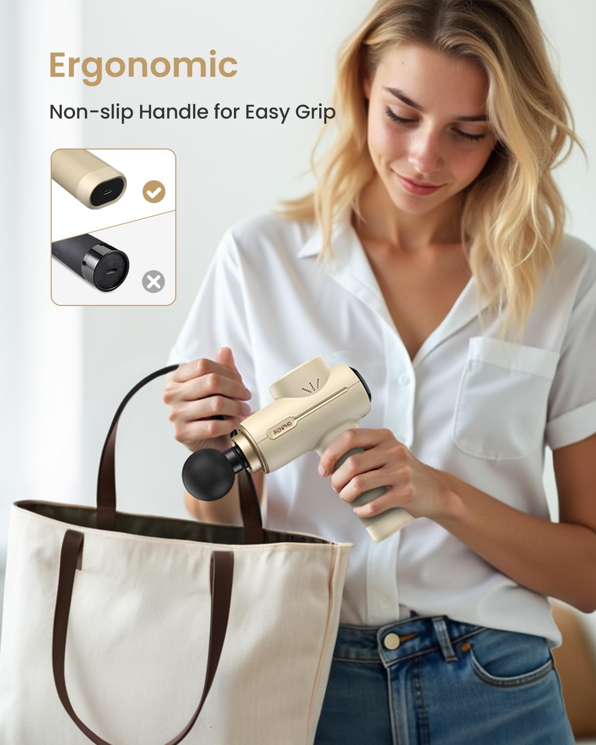 RENPHO massage gun quiet operation suitable for home or office