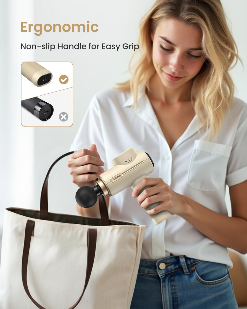 RENPHO massage gun quiet operation suitable for home or office