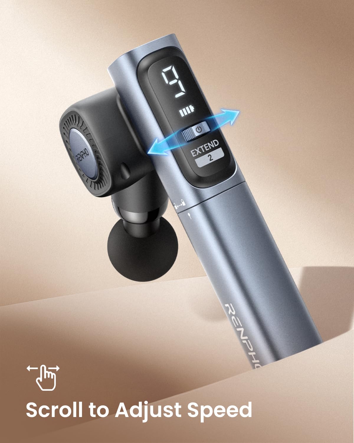 RENPHO massage gun stall force indicator helps monitor pressure safely.