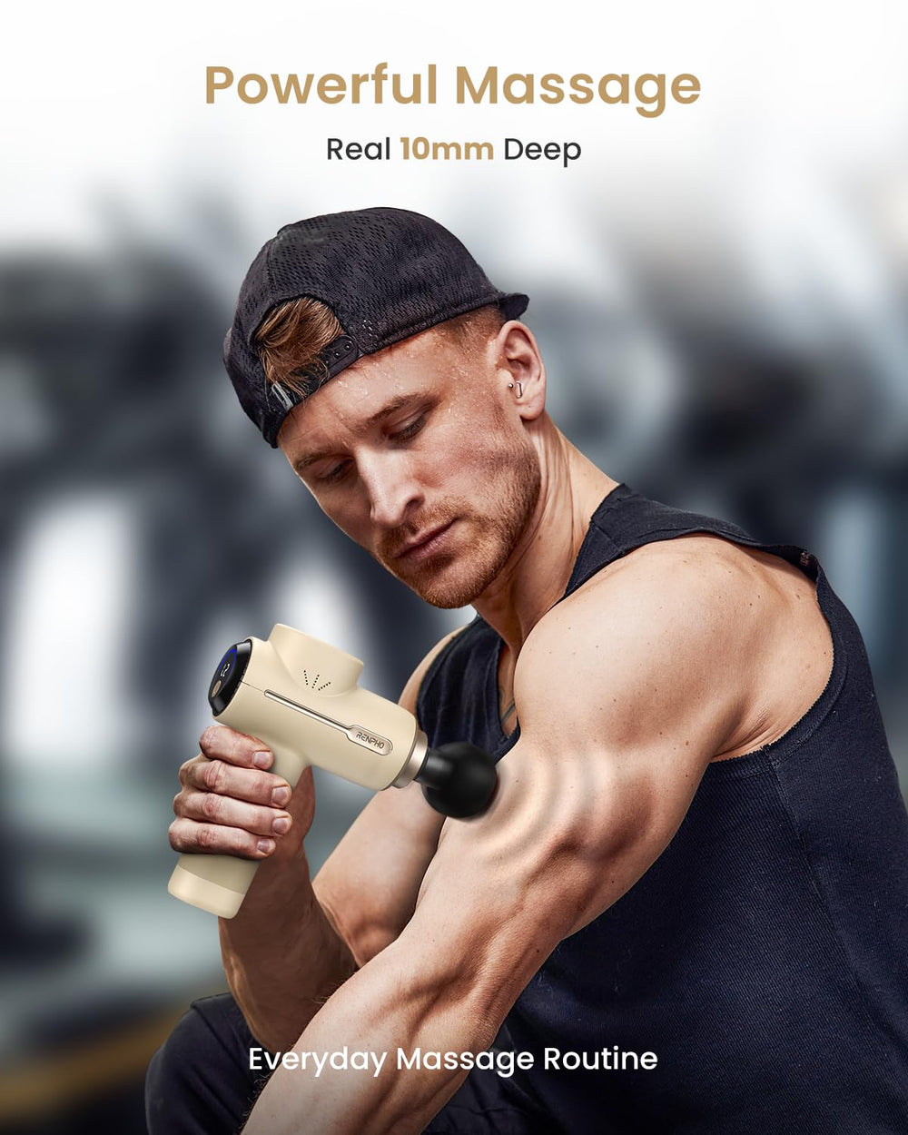 RENPHO massage gun in compact travel case for portability