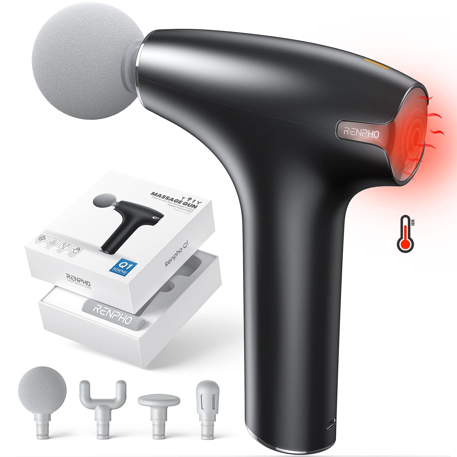 RENPHO Mini Massage Gun heat-back for quick muscle relief after workouts.