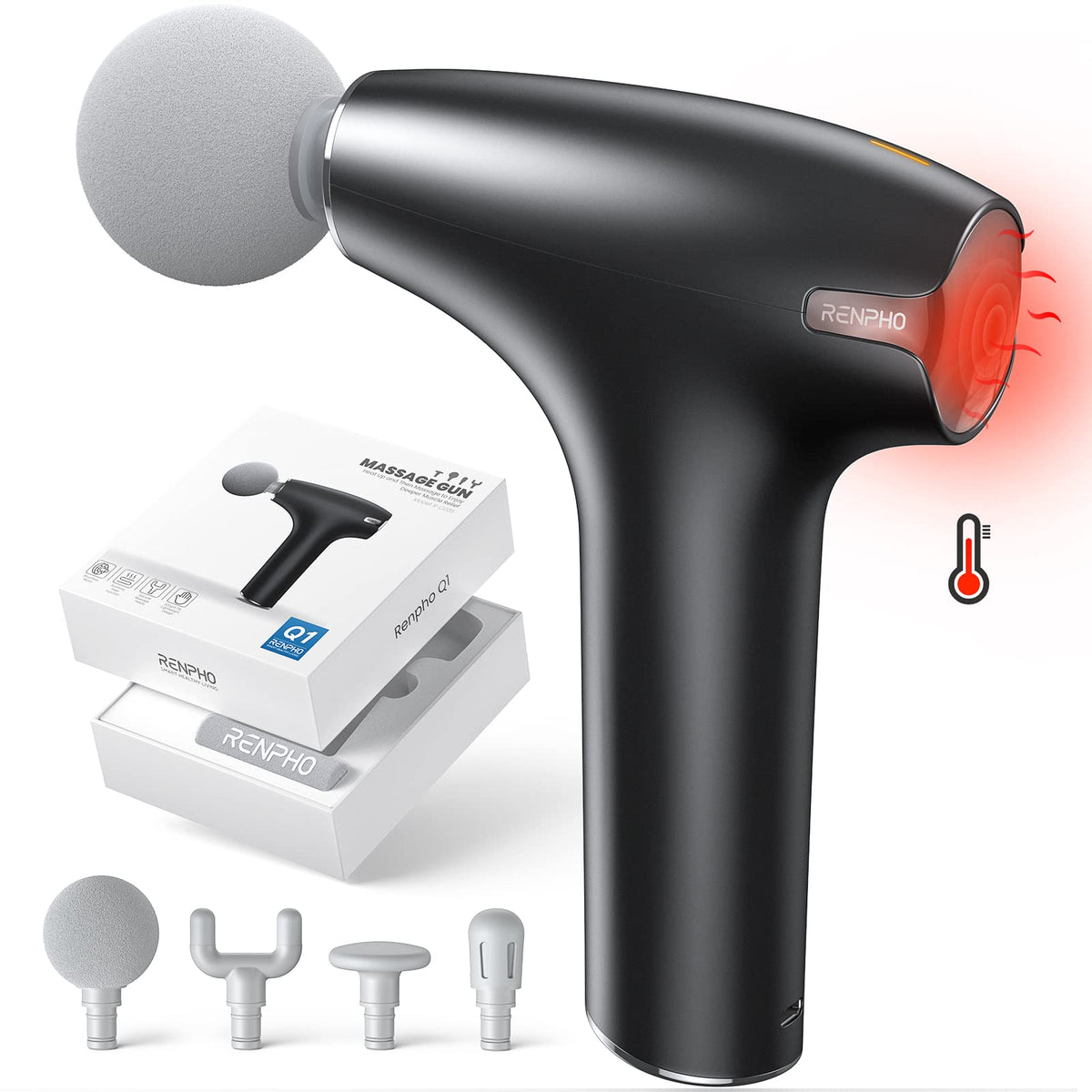 RENPHO Mini Massage Gun heat-back for quick muscle relief after workouts.