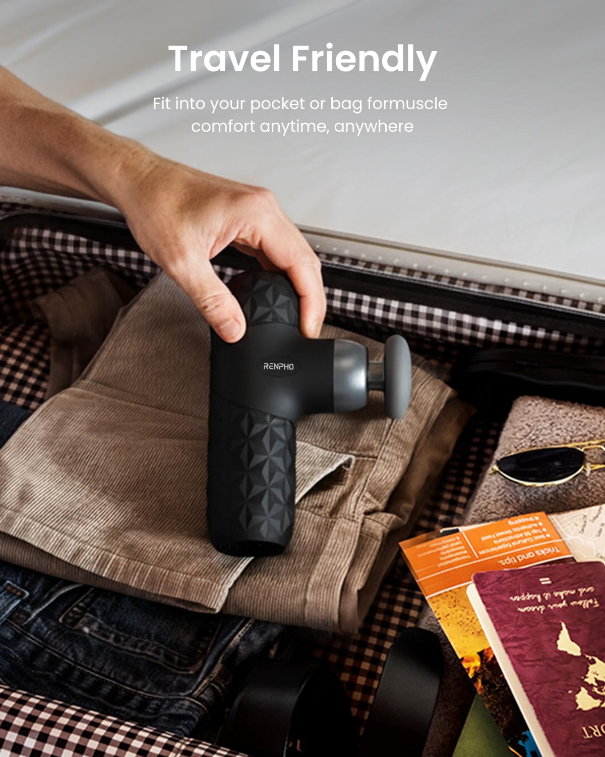 RENPHO long-lasting battery supports on-the-go use between trips