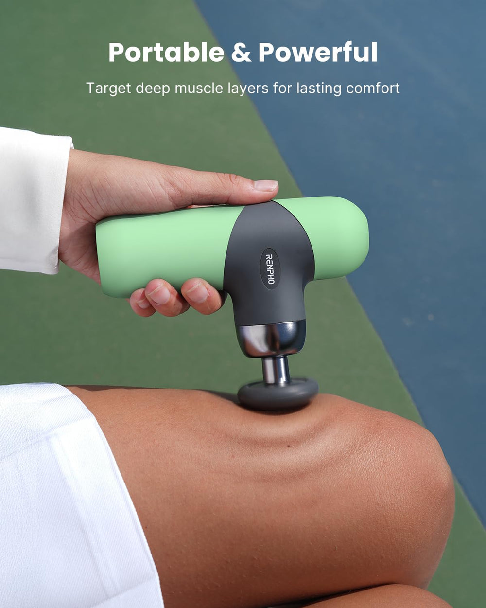 RENPHO claw head reaches deeper into muscles for focused relief.