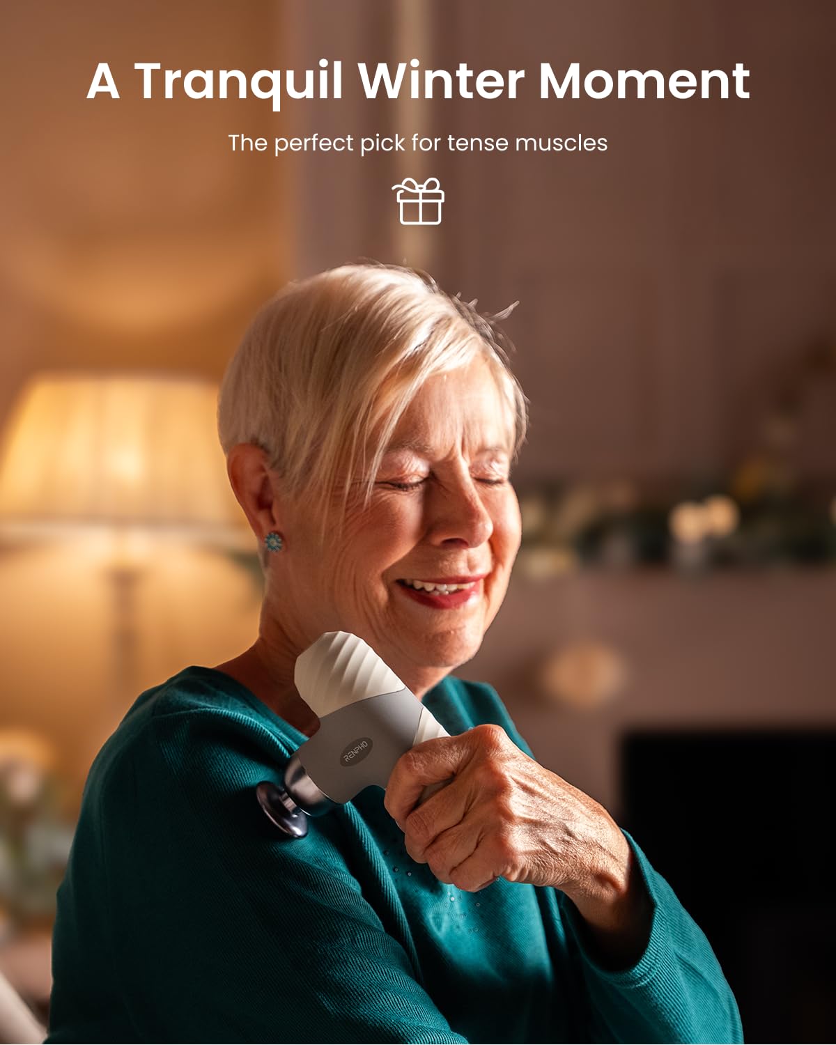 RENPHO Mini Thermal Massage Gun with ergonomic grip for comfortable use on the go.