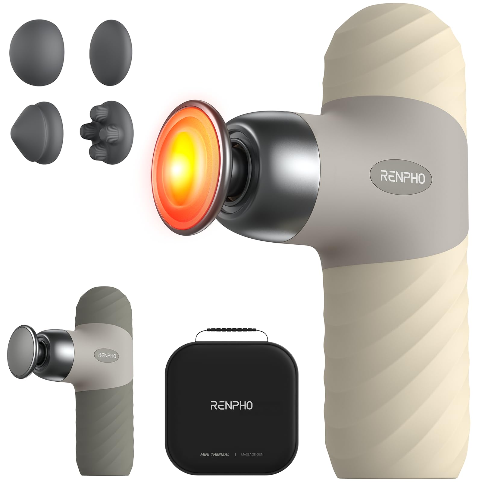 RENPHO Mini Thermal Massage Gun with heat function for targeted relief during workouts.