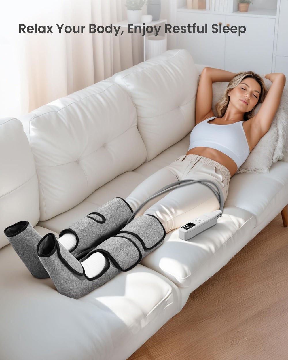 RENPHO portable leg massager ready for travel and quick recovery sessions.