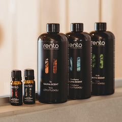Rento Birch Sauna Oil being poured to release crisp birch scent.