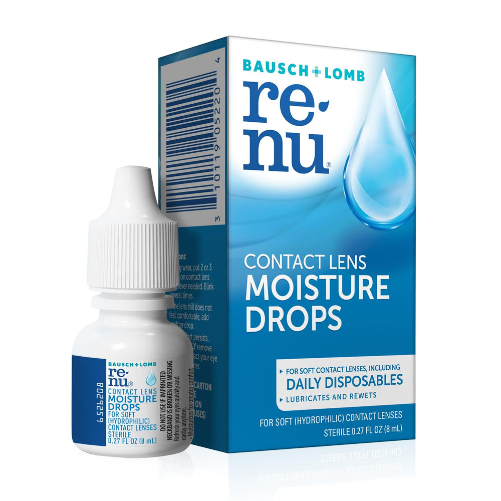 Renu eye drops pack of four, convenient for daily lens wear